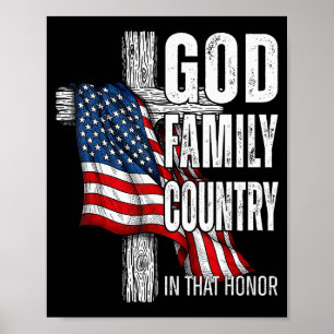 Póster Bandera Americana Dios Familia País Patriota Crist