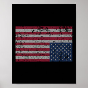 Póster Bandera Americana Distorsionada al Revés Estados U
