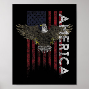 Póster Bandera Americana Distorsionada Banderas Vintage U
