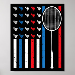Póster Bandera Americana Divertida Con Volantes De Bádmin