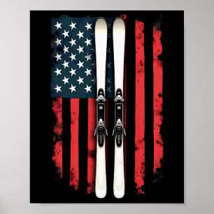 Póster Bandera Americana Esquí Alpino Esquiador _2