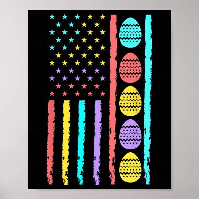 Póster Bandera americana Feliz caza de huevos en Pascua P (Frente)