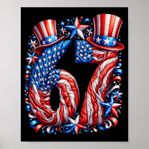 Póster Bandera americana festiva 67 meme niños Usa
