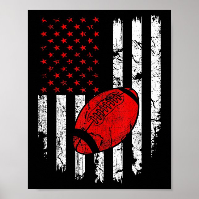 Póster Bandera Americana Fútbol Estados Unidos Patriótico (Frente)