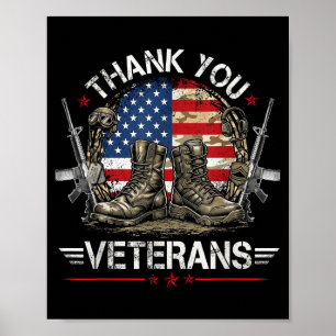 Póster Bandera americana gracias veteranos orgulloso día
