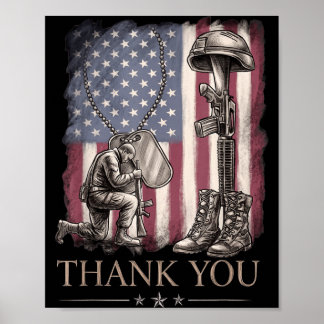 Póster Bandera americana gracias veteranos orgulloso día 
