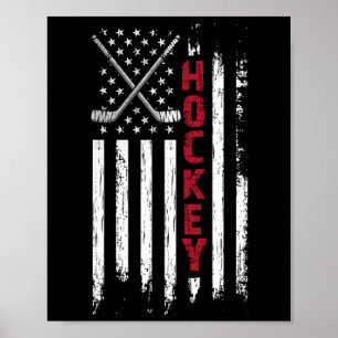 Póster Bandera Americana Hockey Usa Patriótico
