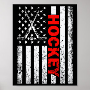 Póster Bandera Americana Hockey Usa Patriótico Para Mujer