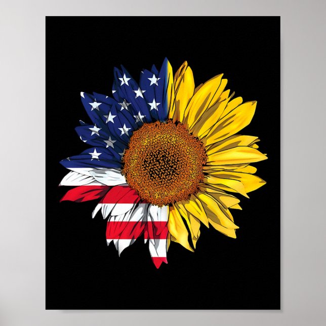 Póster Bandera Americana Independencia Del Girasol 4 De J (Frente)