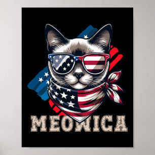 Póster Bandera Americana Meme De Gato Gracioso Patriótico