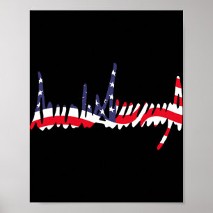 Póster Bandera Americana Ondulada Firma del 47º President