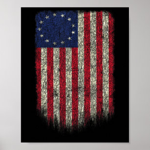 Póster Bandera Americana Patriota 1776 Betsy Ross Usa Dis