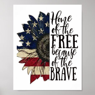Póster Bandera Americana Patriota Hogar De Los Libres Deb
