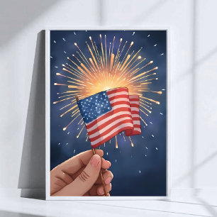 Póster Bandera Americana Patriótica