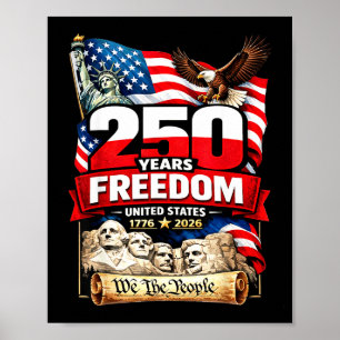 Póster Bandera americana patriótica 250 años de libertad