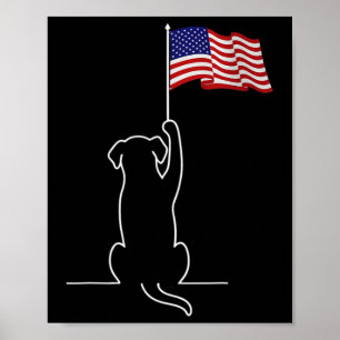 Póster Bandera Americana Perro Patriótico Amante Hombres