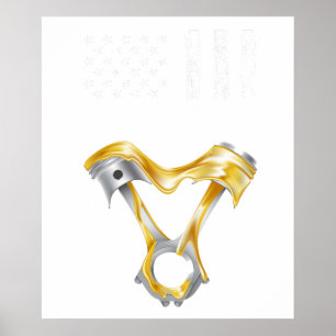 Póster Bandera Americana Piston Muscle Car 8