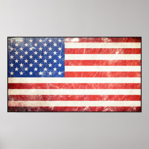 Póster Bandera americana rugosa