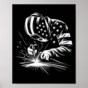 Póster Bandera Americana Soldadora Estadounidense Patriot