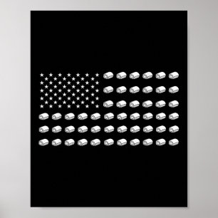 Póster Bandera Americana Sushi Comida Usa Patriotismo Pat
