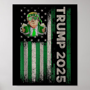 Póster Bandera Americana Trump 2025 Vintage Día de San Pa