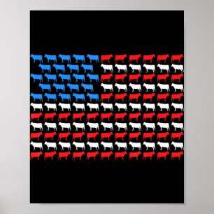 Póster Bandera Americana Vaca Jueves 4 de Julio Ganado Ga