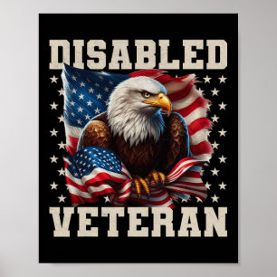 Póster Bandera Americana Veterano Discapacitado Militar S