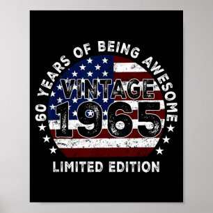 Póster Bandera Americana Vintage 1965 Cumpleaños 60 60 Añ