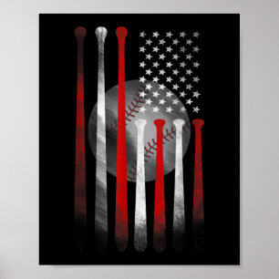 Póster Bandera Americana Vintage Baseball