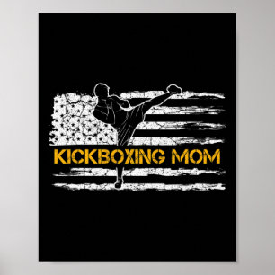 Póster Bandera Americana Vintage Mma Kickboxing Luchadora