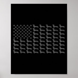 Póster Bandera Americana Vintage Patriótica Dachshund Pap