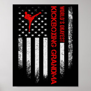 Póster Bandera Americana Vintage Usa La Kickboxi Más O Me