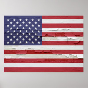 Póster Bandera Americana Weathered