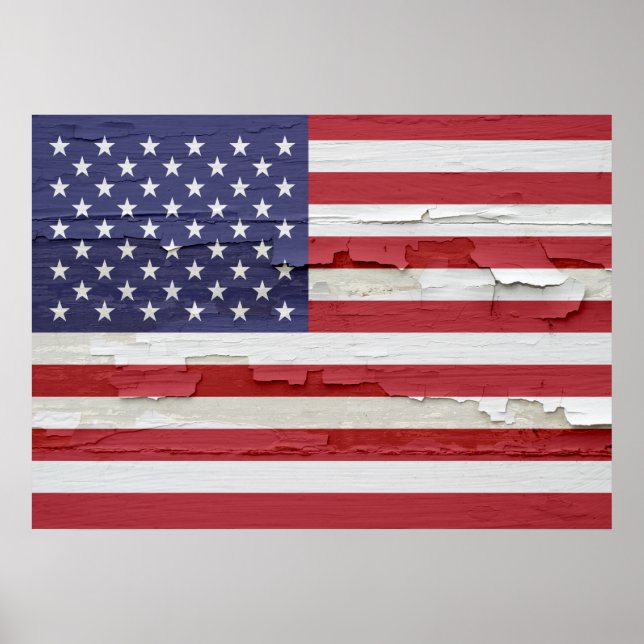 Póster Bandera Americana Weathered (Frente)