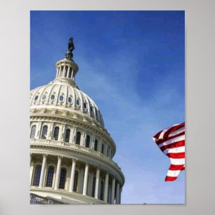 Póster Bandera Americana y Orgullo Patriótico USA del Cap