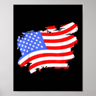 Póster Bandera Angustiada Retro Vintage De Estados Unidos