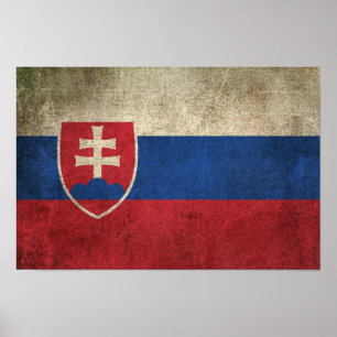 Póster Bandera apenada vintage de Eslovaquia