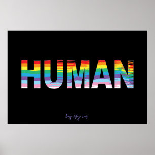 Póster Bandera arco iris LGBTQIA HUMANA, carta de orgullo