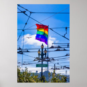 Póster Bandera arcoiris de la calle Castro San Francisco 