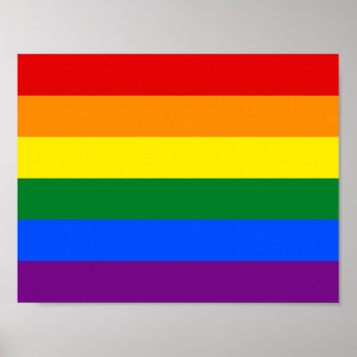 Póster Bandera arcoiris del orgullo gay LGBT de 6 bandas