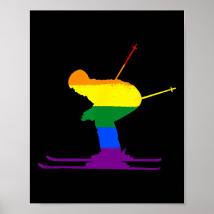 Póster Bandera Arcoiris Lgbt Esquí Esquí Gay Orgullo Amor
