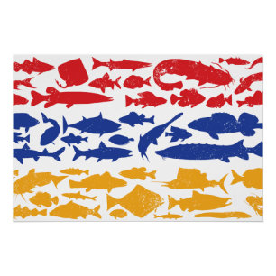 Póster Bandera armenia hecha de peces - Diseño de pesca