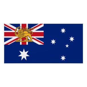 Póster Bandera australiana iraní del león y el sol