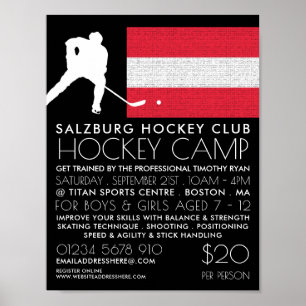 Póster Bandera austriaca, jugador de hockey, publicidad e