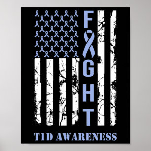 Póster Bandera azul de la lucha contra la diabetes T1d Me