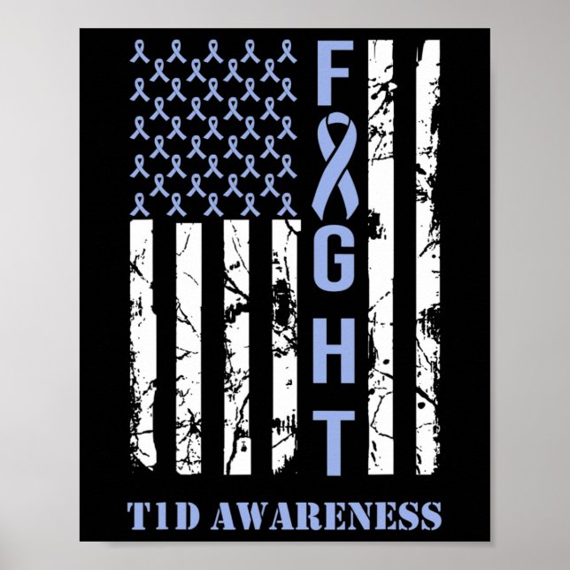 Póster Bandera azul de la lucha contra la diabetes T1d Me (Frente)