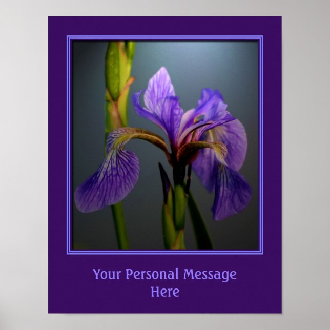 Póster Bandera Azul Flor Iris Personalizada (Frente)