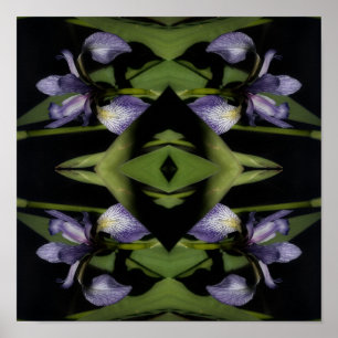 Póster Bandera Azul Flor Iris Resumen