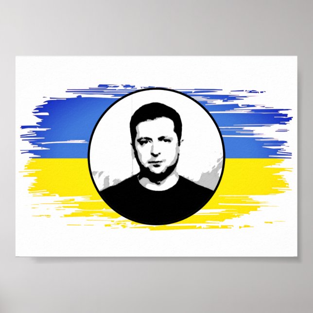 Póster Bandera azul zelenskyy amarilla de Ucrania (Frente)