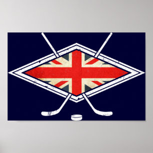 Póster Bandera británica de hockey sobre hielo